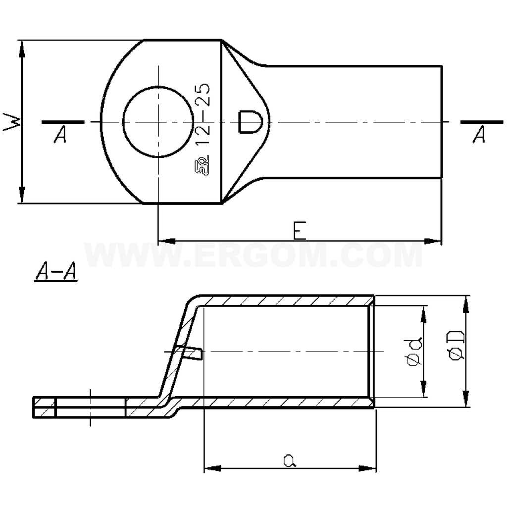 Lowcost tubular terminals with inspection hole, KREo type