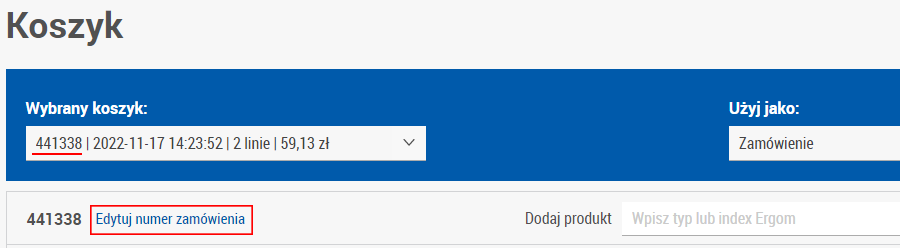  numer zamówienia