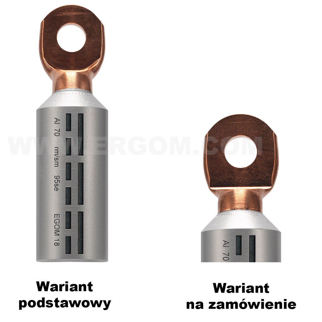 Końcówki kablowe rurowe szczelne aluminiowo-miedziane typu KMA