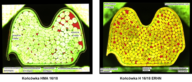 Zdjęcia przeciętych końcówek