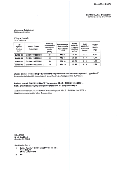 Certificate of conformity for ZLAFD connectors -2